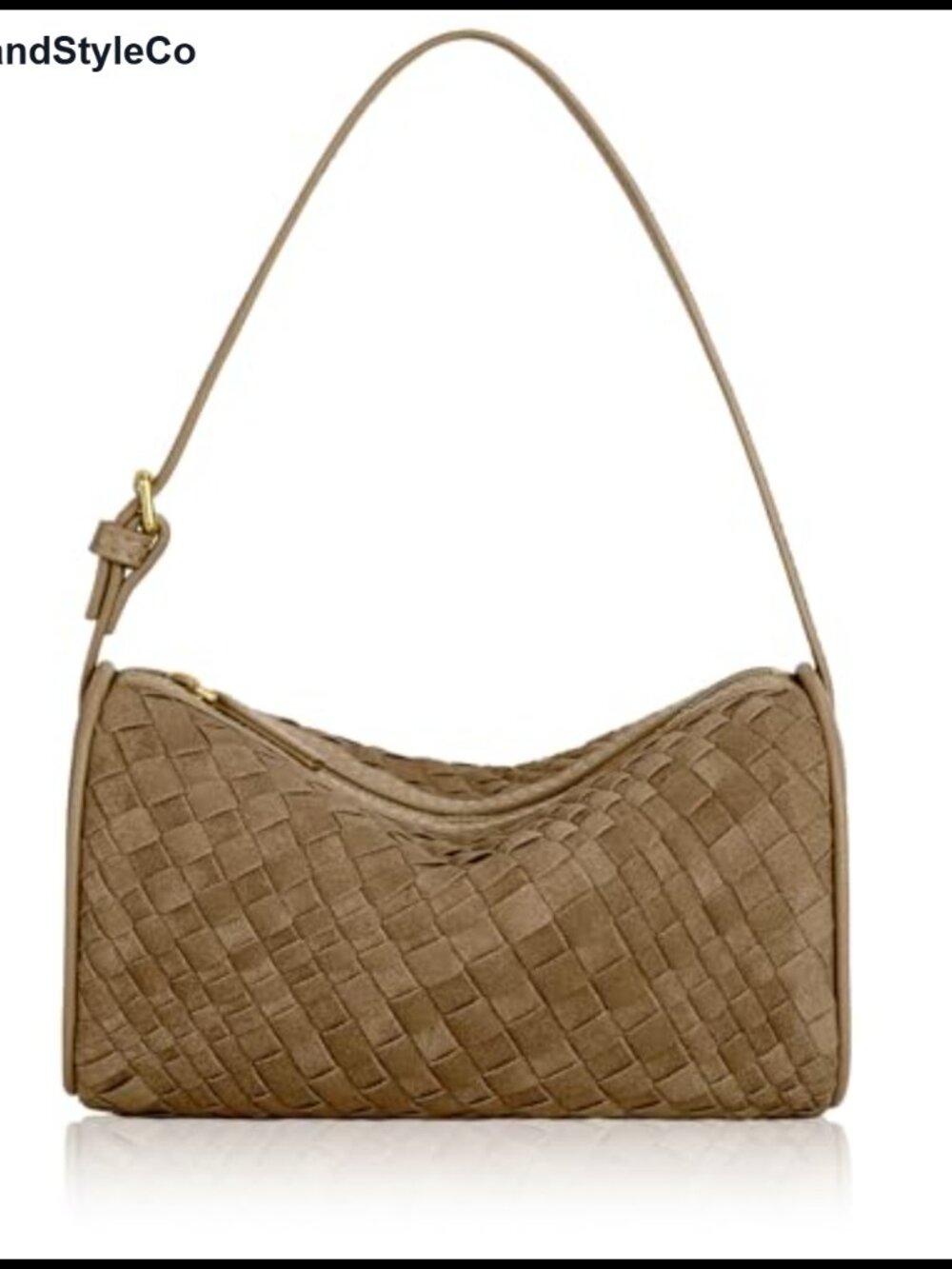 Woven Vegan Leather Mini Tote Bag Adjustable Strap Crossbody Purse